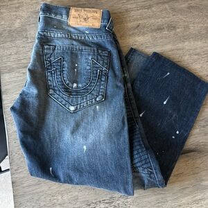 True Religion Men's Distressed Blue Jeans